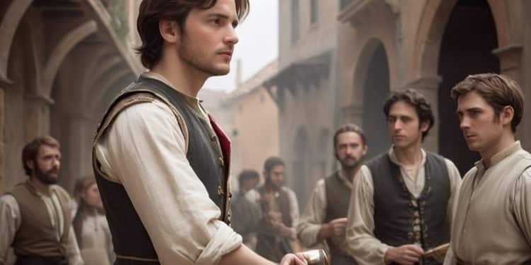 Peter with people outside his home. For the article who is peter in Romeo and Juliet.